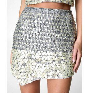 Nasty Gal Embellished Sequin Asymmetric Mini Skirt, Size 12, NWT - Celebration